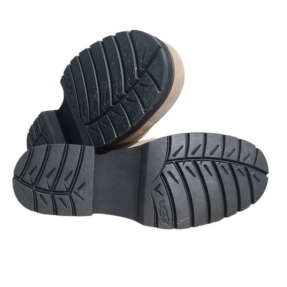 UGG Sovang Suede Sheepskin Mule Clogs Size 10 Tan Floral 2" Heel - Picture 6 of 7